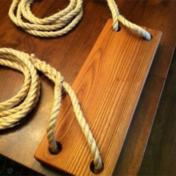 Doğal Ahşap Jüt Halatlı Salıncak Büyük Boy