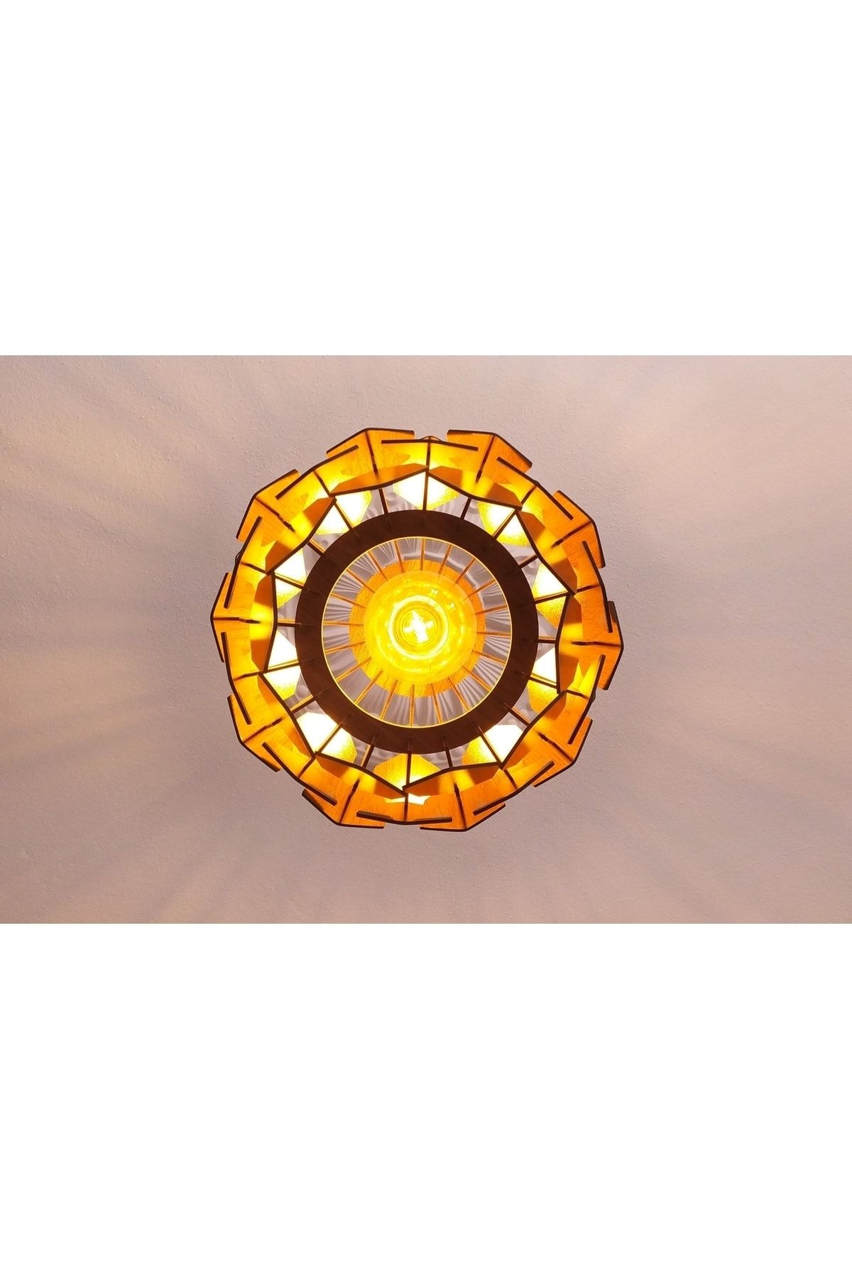 Yaprak Modern Tasarım Globe Küre Doğal Ahşap MDF 3D Lazer Kesim Rustik Salon Avize