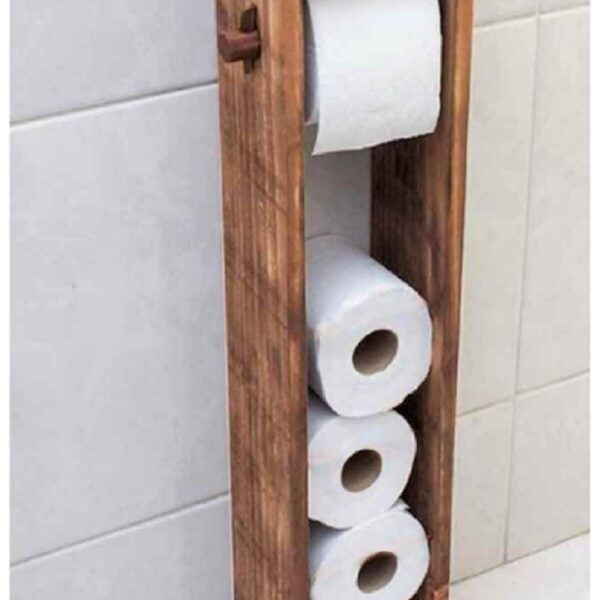Doğal Ahşap Tuvalet Kağıdı Rafı