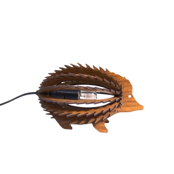 Çalışma - Çocuk - Yatak Odası Için Kirpi Doğal Ahşap 3d Abajur - Masa / Gece Lamba