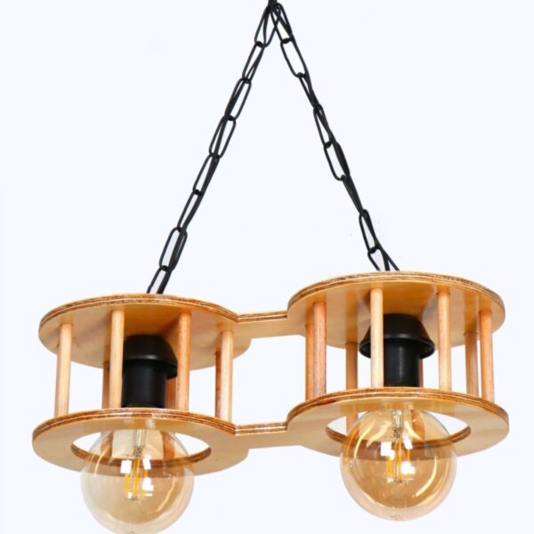 Aysem 2 Li Rustik Ahşap Avize - Salon Aydınlatma