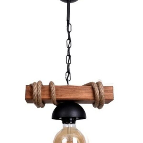 Sade Ahşap Halat Sarılım Rustik Avize