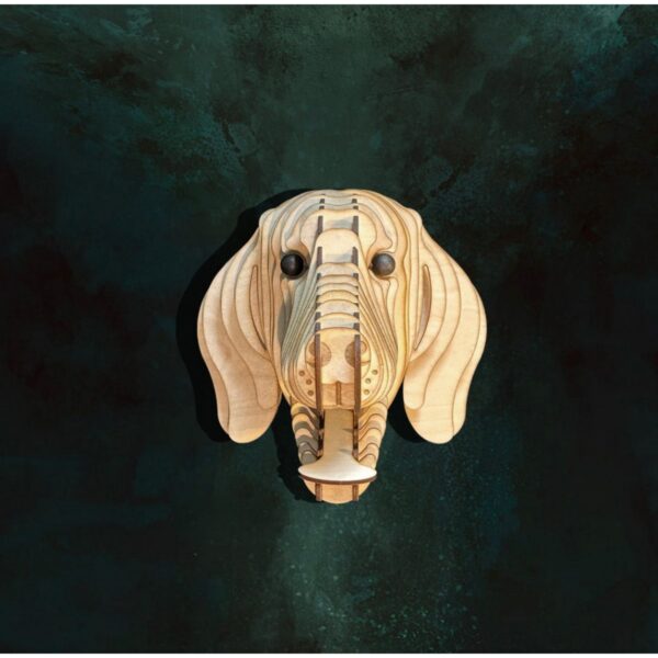 Kelb Köpek Kafası Doğal Ahşap Lazer Kesim Rustik Salon Aplik Duvar Dekoru 3D Tablo Pano (Peri LEDli)