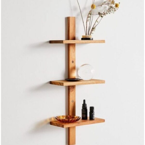 Doğal Ahşap Salon Mutfak Banyo Lavabo Rafı - Havluluk Ve Bibloluk