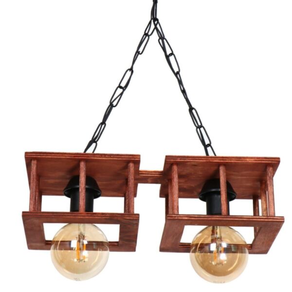 Aysem 2 Li Rustik Ahşap Avize - Salon Aydınlatma