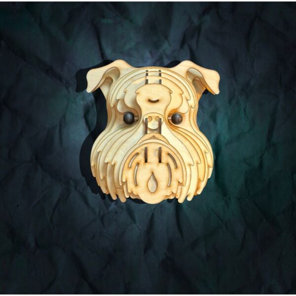 Kelb Köpek Kafası Doğal Ahşap Lazer Kesim Rustik Salon Aplik Duvar Dekoru 3D Tablo Pano (Peri LEDli)