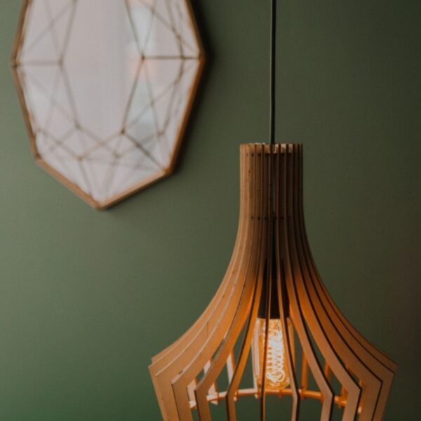 Modern Tasarım Köşeli Uzun Doğal Ahşap Mdf 3d Rustik Mutfak Avize