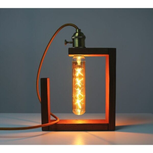 Eskitme Duylu Kendinden Anahtarlı Retro Rustik Ahşap Masa Lambası - Abajur