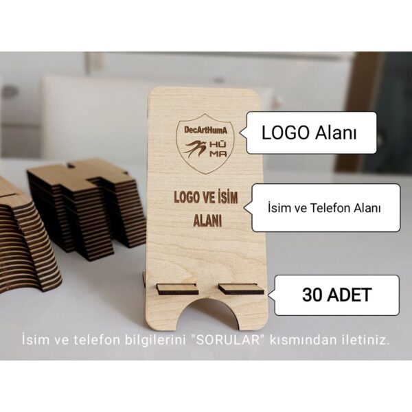Promosyon Reklam Tanıtım Ürünü  Portatif Ahşap Telefon Tablet Tutucu Aparatı Telefon Tutacağı 30 Adt