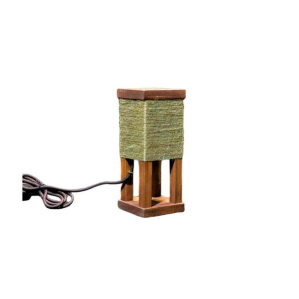 Retro Rustik Ahşap Halatlı Masa Lambası - Abajur