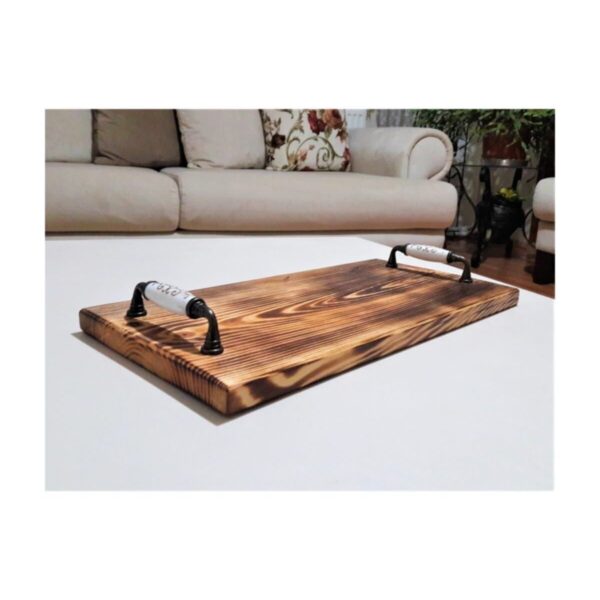 Retro Rustik Ahşap Kahve Keyif Tepsisi