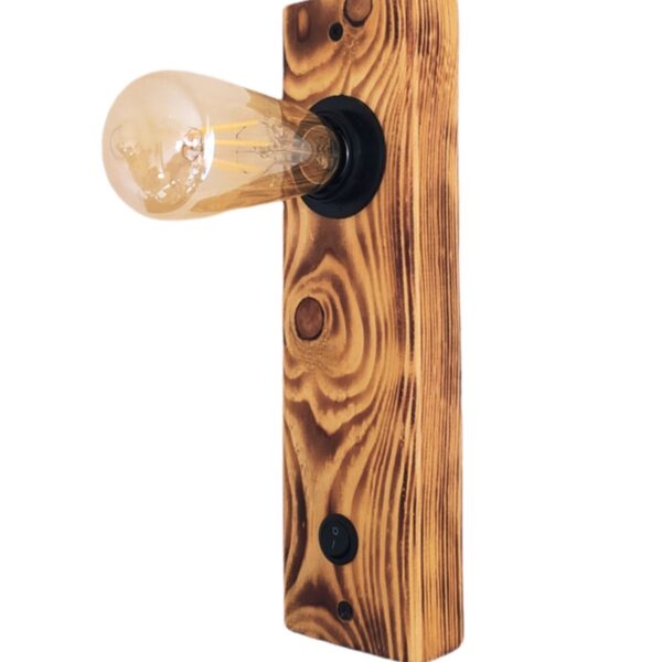 Açma Kapama Butonlu Doğal Ahşap Edison Rustik Salon Duvar Aplik Kütük Aplik Avize 25 cm