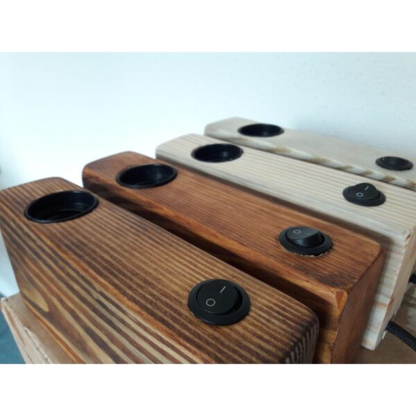 Retro Rustik Ahşap Rubik Dikdörtgen Küp Masa Lambası - Abajur