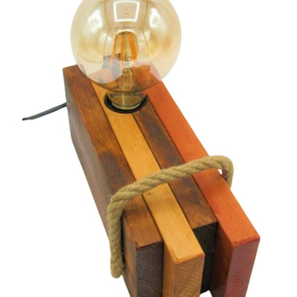 Retro Rustik Ahşap Halatlı Masa Lambası - Abajur