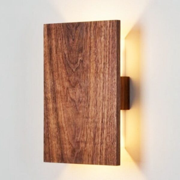 Yansıtma Tasarımlı Çift Yönlü Doğal Ahşap Salon Duvar Aplik Avize 25 Cm
