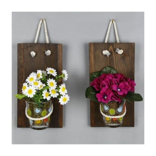 Masif Ahşap 2'li Rustik Çiçeklik - Saksı Rafı