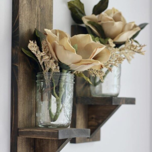 Rustik Ahşap Tekli Saksı Çiçek Rafı