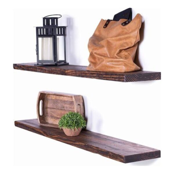 Ikili Masif Ahşap Gizli Vidalı Uçan Raf - 2 X 50 cm