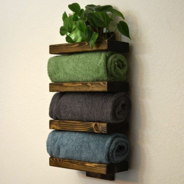 Doğal Ahşap Mutfak Banyo Lavabo Rafı - Havluluk Ve Bibloluk