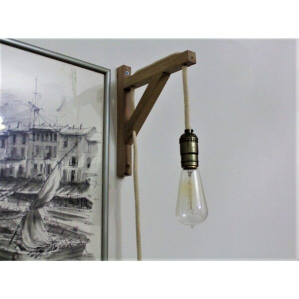 Tasarım Metal Antik Eskitme Duylu Anahtarlı Ahşap Rustik Duvar Aplik Avize