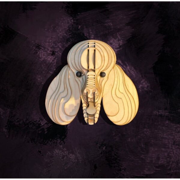 Kelb Köpek Kafası Doğal Ahşap Lazer Kesim Rustik Salon Aplik Duvar Dekoru 3D Tablo Pano (Peri LEDli)