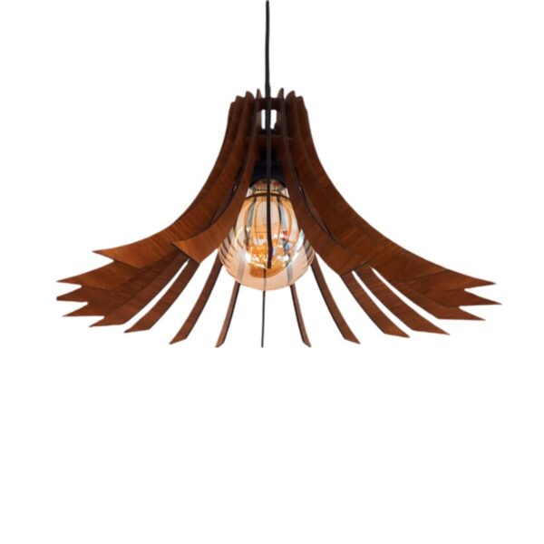 Kirpi Modern Tasarım Doğal Ahşap Mdf 3d Lazer Kesim Rustik Salon Avize