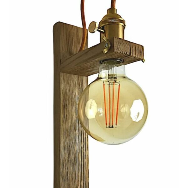 Tasarım Pirinç Duylu Anahtarlı Ahşap Rustik Duvar Aplik