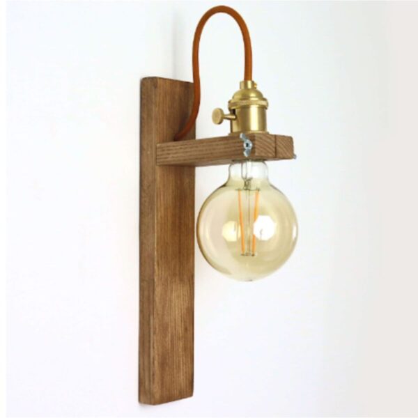 Tasarım Anahtarlı Ahşap Rustik Duvar Aplik