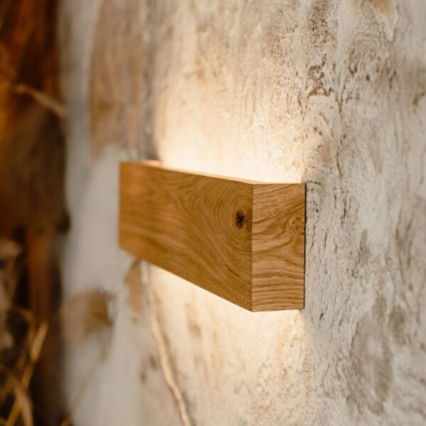 Butonlu Şerit Led Dekoratif Ahşap Halatlı Rustik Duvar Yatak Başı Model Led Aplik 38 cm