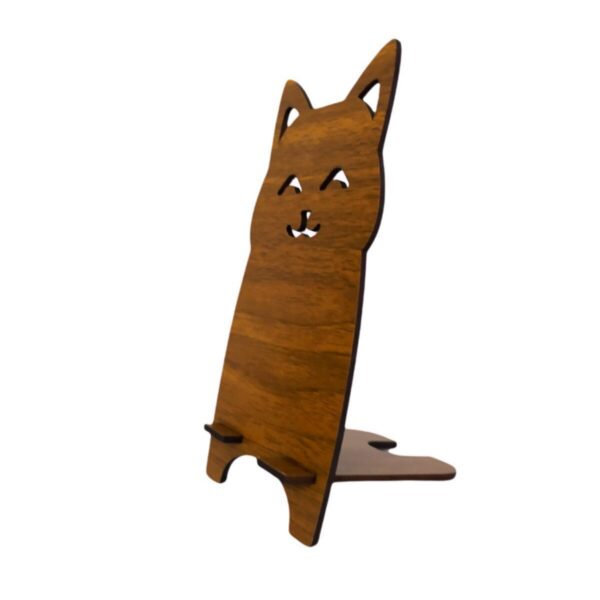 10 Adet Kedi Tasarım Portatif Telefon Tablet Tutucu Aparatı Masa Üstü Ahşap Telefon Tutacağı