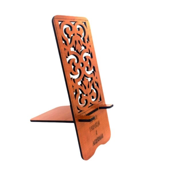 10 Adet Portatif Telefon Tablet Tutucu Aparatı Sabitleyici Masa Üstü Desenli Ahşap Telefon Tutacağı