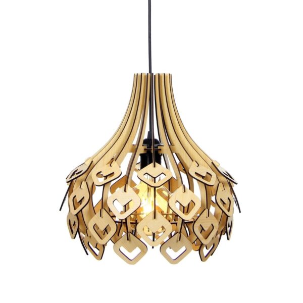 Viven Dörtgen Modern Tasarım Globe Küre Doğal Ahşap Mdf 3d Lazer Kesim Rustik Salon Avize