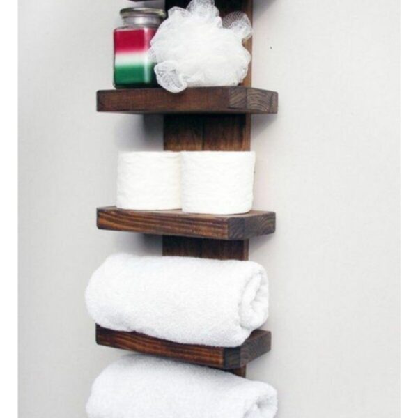 Doğal Ahşap Mutfak Banyo Lavabo Rafı - Havluluk Ve Bibloluk
